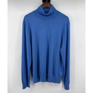 Sandro Paris Mens 100% Wool Turtleneck Sweater Bleu Blue XXL SHPTR00082 NEW